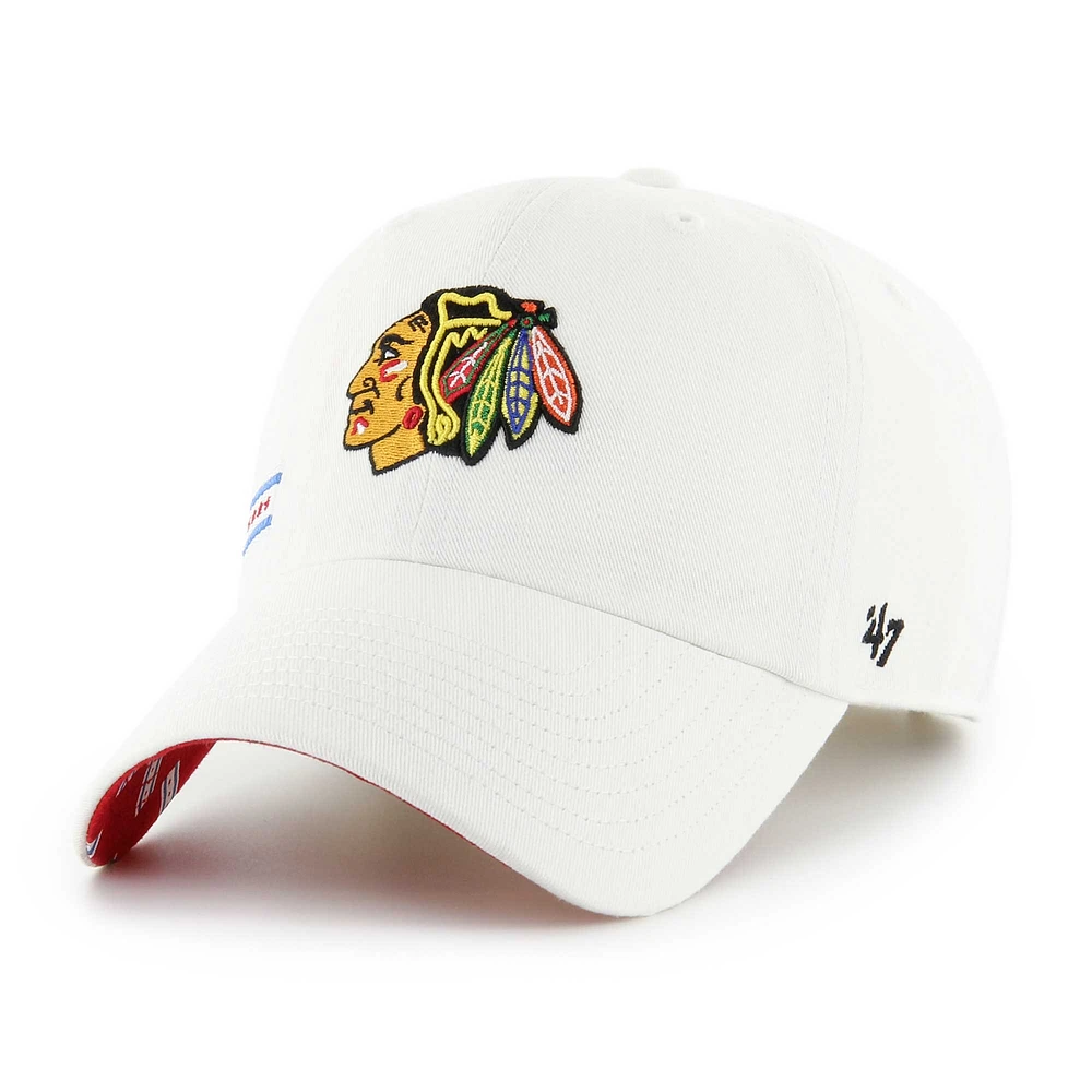 Chapeau réglable blanc Chicago Blackhawks Confetti Clean Up '47 pour femmes