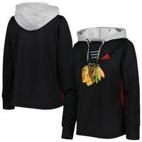 Women's adidas Black Chicago Blackhawks Skate Lace Primeblue Team Pullover Hoodie