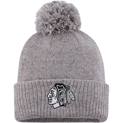 Chicago Blackhawks adidas Women's Speckle Cuffed Knit Hat with Pom - Gray