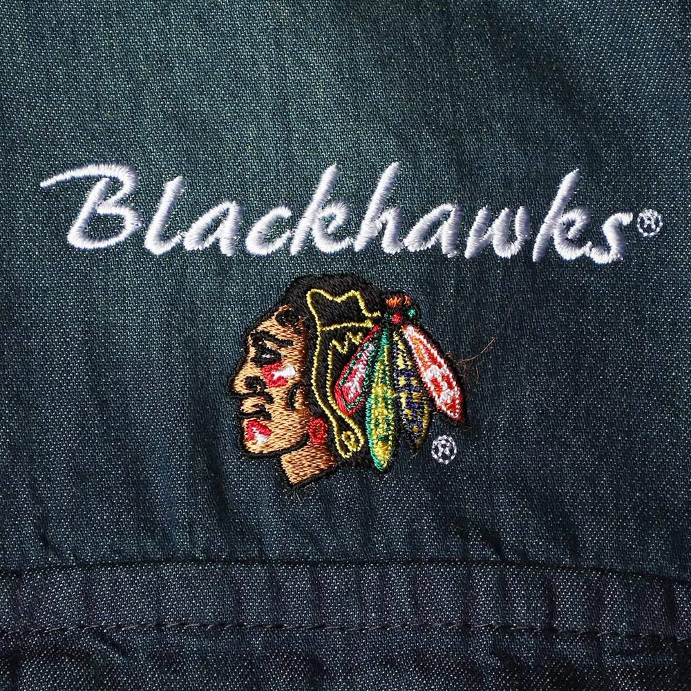 Chemise boutonnée à manches longues en denim Antigua pour femme, modèle Outlook des Chicago Blackhawks
