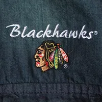 Chemise boutonnée à manches longues en denim Antigua pour femme, modèle Outlook des Chicago Blackhawks