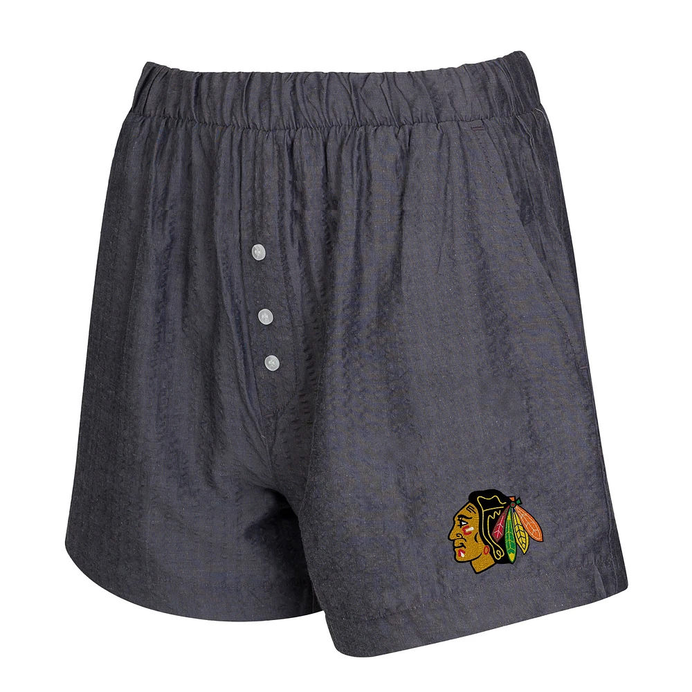 Women's Concepts Sport  Charcoal Chicago Blackhawks Two-Pack Boxer Shorts Set