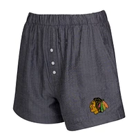 Women's Concepts Sport  Charcoal Chicago Blackhawks Two-Pack Boxer Shorts Set