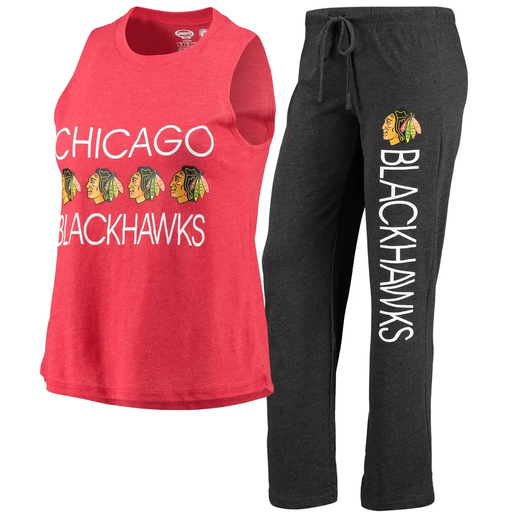 Ensemble de nuit Concepts Sport rouge/noir Chicago Blackhawks Meter débardeur et pantalon pour femmes