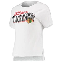 Women's Concepts Sport Red/White Chicago Blackhawks Resurgence Slub Burnout Raglan T-Shirt & Joggers Sleep Set