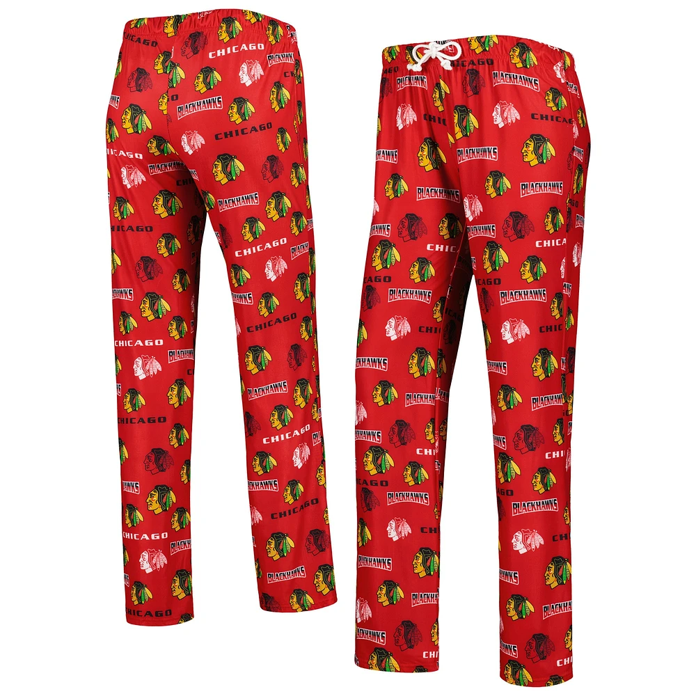 Women's Concepts Sport Red Chicago Blackhawks Breakthrough Allover Logo Sleep Pants