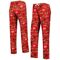 Concepts Sport Pantalon de nuit pour femme Chicago Blackhawks Breakthrough Allover Logo Rouge