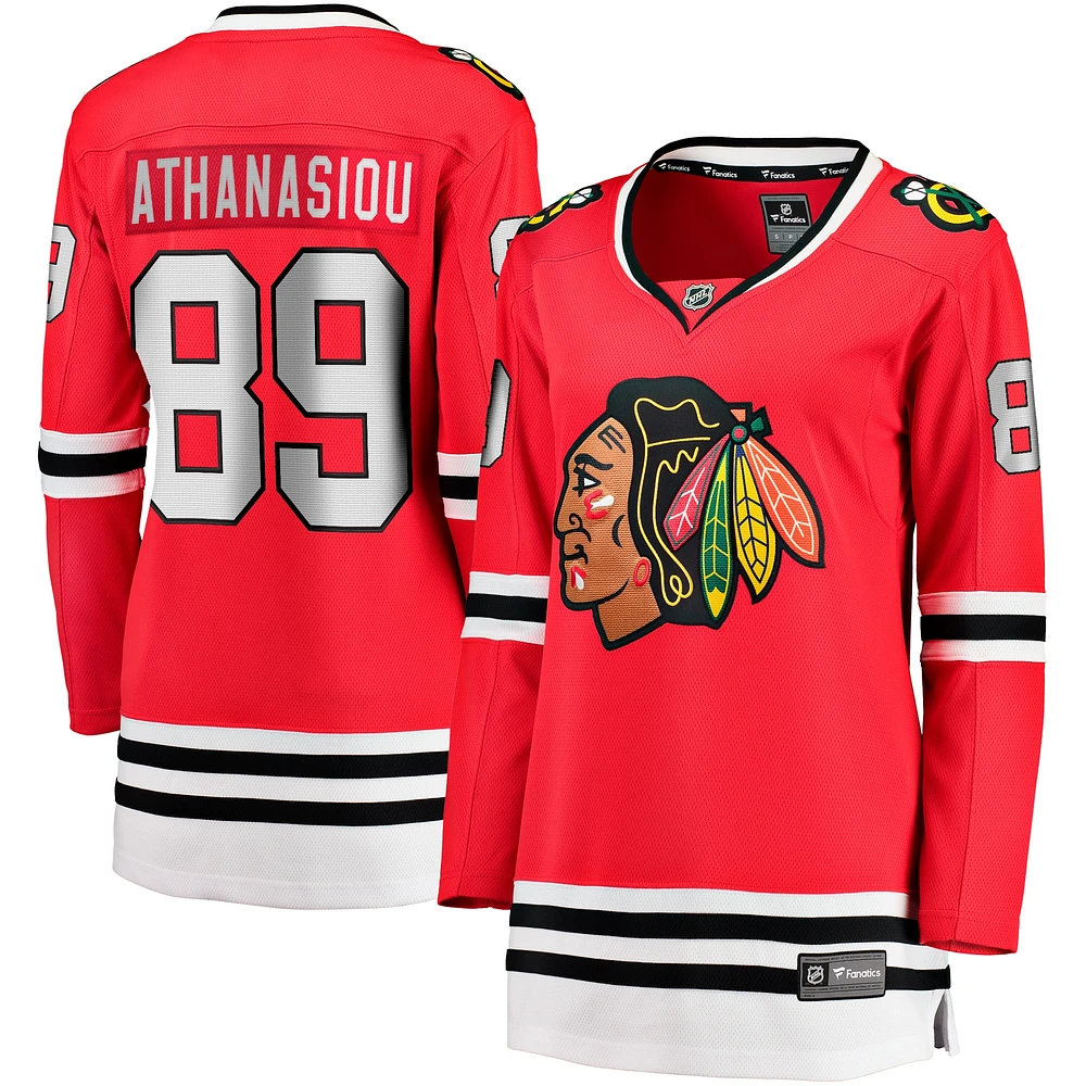 Fanatics pour femmes Andreas Athanasiou rouge Maillot de joueur échappé à domicile des Blackhawks Chicago