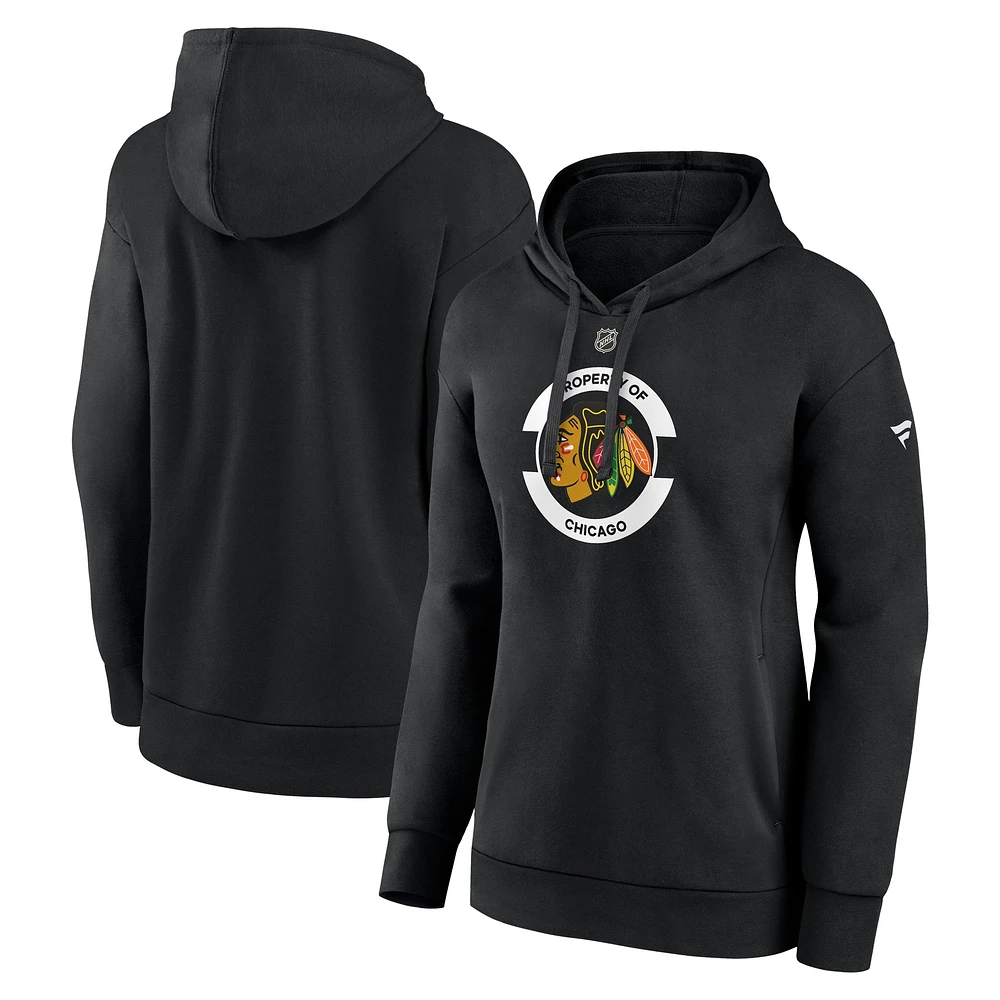 Sweat à capuche en polaire secondaire authentique Pro Core des Chicago Blackhawks Fanatics pour femmes