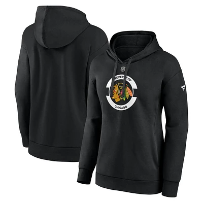 Women's Fanatics  Black Chicago Blackhawks Authentic Pro Core Secondary Fleece Pullover Hoodie