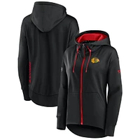 Women's Fanatics Black Chicago Blackhawks Authentic Pro Rink Full-Zip Hoodie