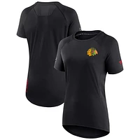 Women's Fanatics Black Chicago Blackhawks Authentic Pro Rink Raglan Tech T-Shirt