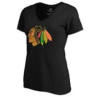 Women's Fanatics Black Chicago Blackhawks Core Primary V-Neck T-Shirt