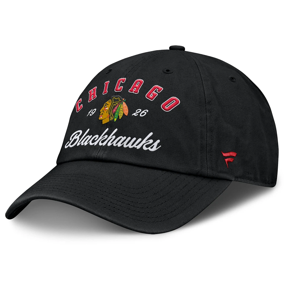 Casquette ajustable noire avec logo Fundamental Dasher des Chicago Blackhawks pour femmes Fanatics