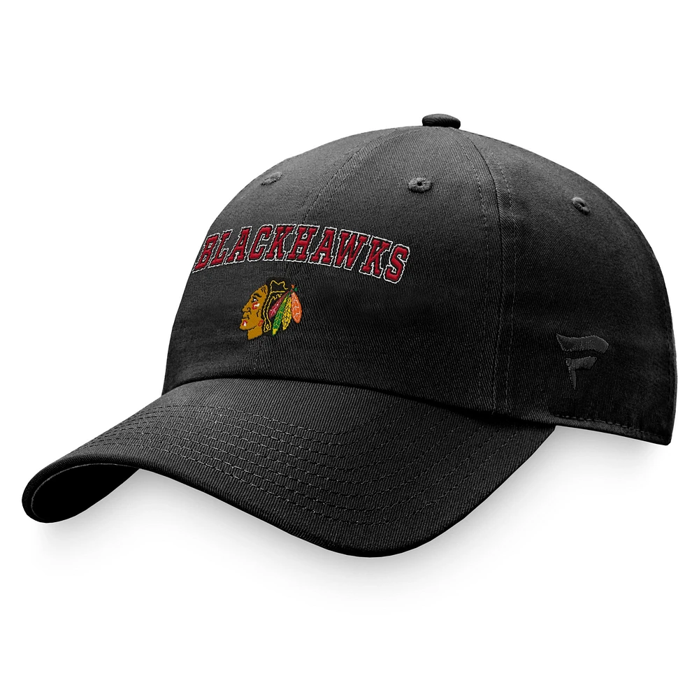 Women's Fanatics Black Chicago Blackhawks Fundamental Two-Hit Adjustable Hat