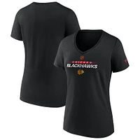 T-shirt à col en V édition spéciale Fanatics Black Chicago Blackhawks pour femmes