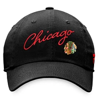 Casquette réglable noire Chicago Blackhawks True Classic Retro Script pour femmes