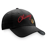 Casquette réglable noire Chicago Blackhawks True Classic Retro Script pour femmes