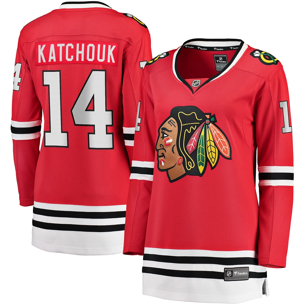 Maillot de joueur échappé à domicile Fanatics Boris Katchouk des Blackhawks Chicago, rouge pour femmes