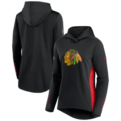 Chicago Blackhawks Fanatics Branded Women's Authentic Pro Locker Room Pullover Hoodie - Black/Red