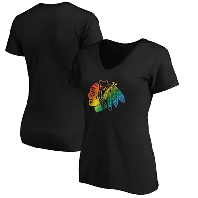 Chicago Blackhawks Fanatics Branded Women's Team Pride Logo V-Neck T-Shirt - Black