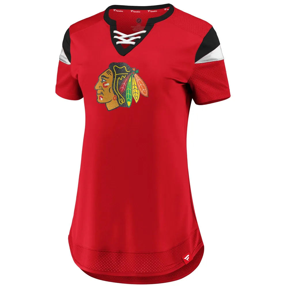 Lids Chicago Blackhawks Fanatics Branded Women's Lace-Up Jersey T