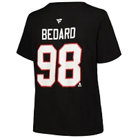 T-shirt noir avec nom et numéro grande taille des Blackhawks de Chicago Fanatics Connor Bedard pour femmes