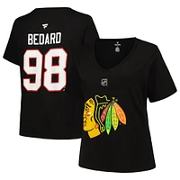 Women's Fanatics Connor Bedard Black Chicago Blackhawks Plus Name & Number T-Shirt