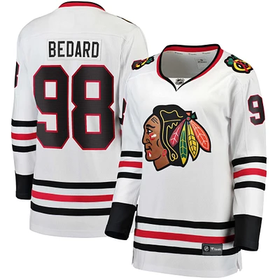 Fanatics pour femmes Connor Bedard blanc Chicago Blackhawks extérieur Premier maillot de joueur échappé