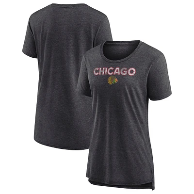 Women's Fanatics Heather Charcoal Chicago Blackhawks Special Edition 2.0 Modern T-Shirt