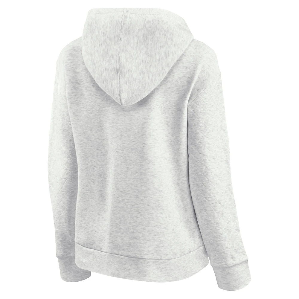Women's Fanatics  Oatmeal Chicago Blackhawks True Classics Quilted Pullover Hoodie