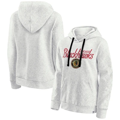 Women's Fanatics  Oatmeal Chicago Blackhawks True Classics Quilted Pullover Hoodie