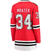 Maillot de joueur échappé à domicile Fanatics Petr Mrazek des Blackhawks Chicago, rouge pour femmes