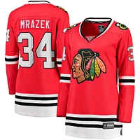 Maillot de joueur échappé à domicile Fanatics Petr Mrazek des Blackhawks Chicago, rouge pour femmes