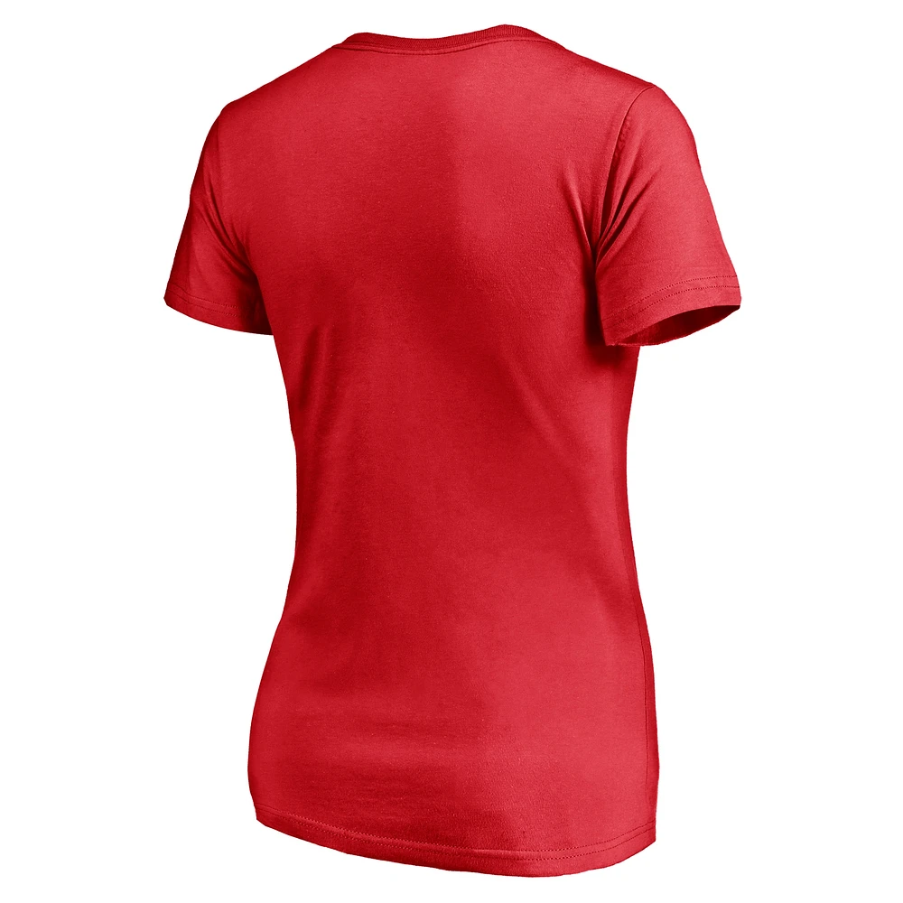 Women's Fanatics  Red Chicago Blackhawks Distressed V-Neck T-Shirt