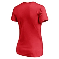 Women's Fanatics  Red Chicago Blackhawks Distressed V-Neck T-Shirt