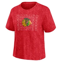 T-shirt délavé rouge pour femme Fanatics des Chicago Blackhawks