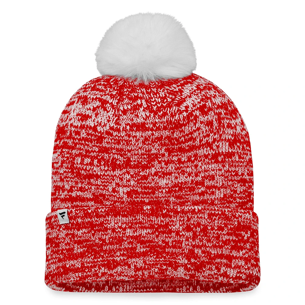 Women's Fanatics Red Chicago Blackhawks Glimmer Cuffed Knit Hat with Pom