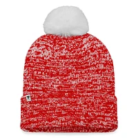 Bonnet en tricot à revers Glimmer Fanatics rouge des Blackhawks de Chicago pour femmes avec pompon