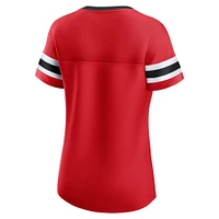 T-shirt à lacets emblématique Athena des Blackhawks de Chicago pour femmes Fanatics Red
