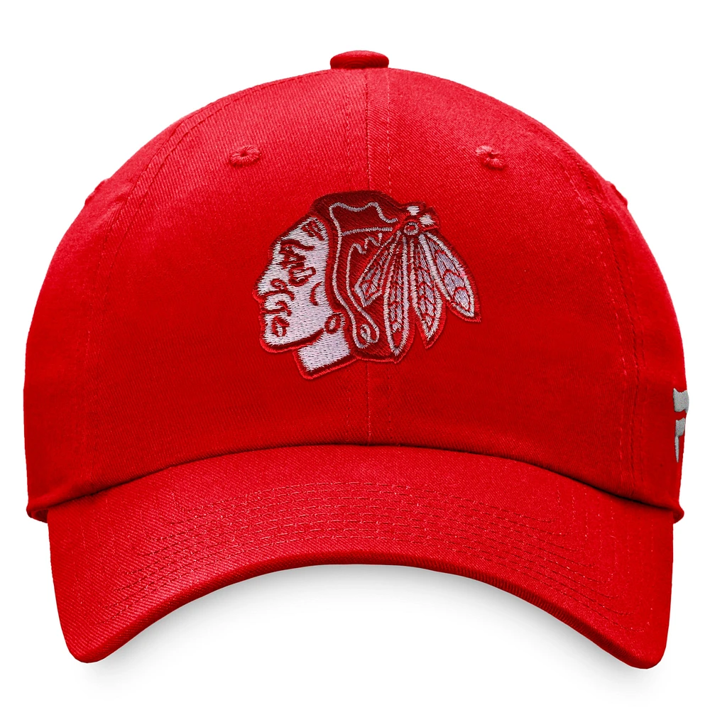 Casquette réglable rouge emblématique des Blackhawks de Chicago Fanatics pour femmes