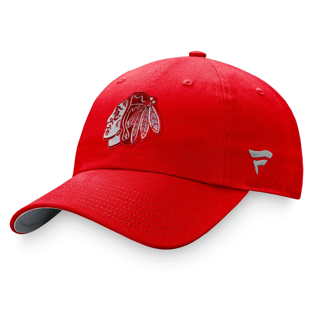 Casquette réglable rouge emblématique des Blackhawks de Chicago Fanatics pour femmes