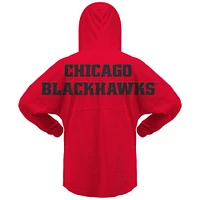 Women's Fanatics Red Chicago Blackhawks Jersey Lace-Up V-Neck Long Sleeve Hoodie T-Shirt