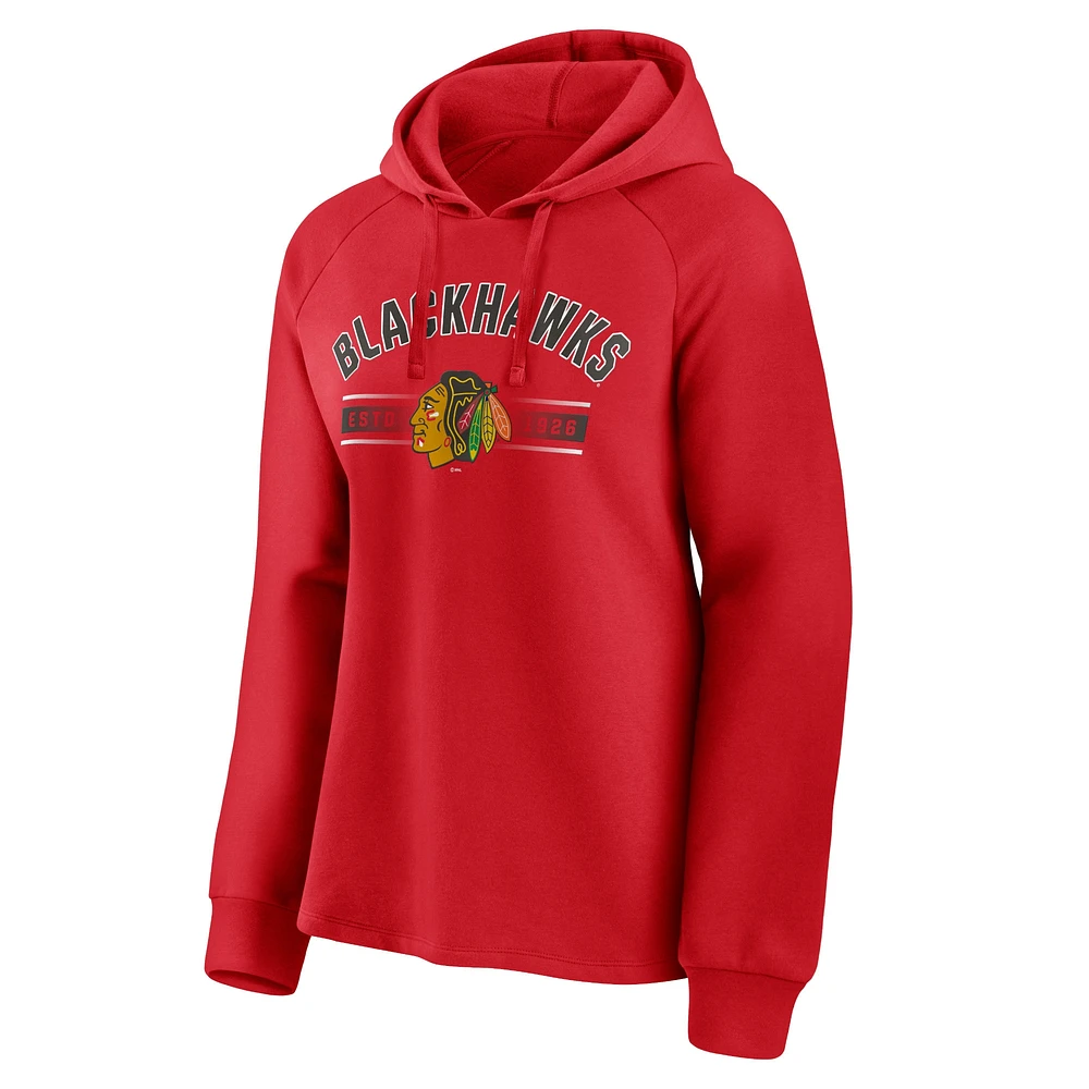 Women's Fanatics Red Chicago Blackhawks Perfect Play Raglan Pullover Hoodie