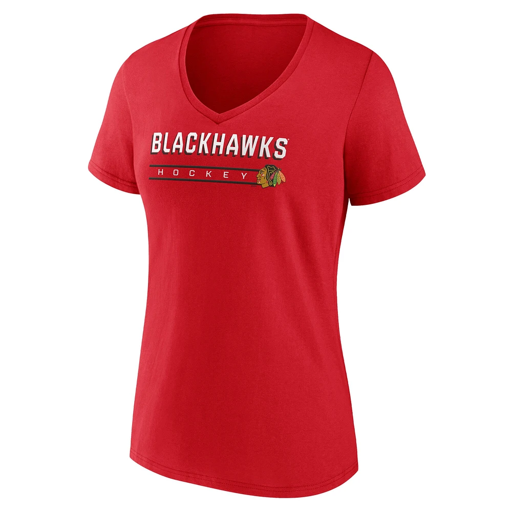 Women's Fanatics Red Chicago Blackhawks V-Neck T-Shirt