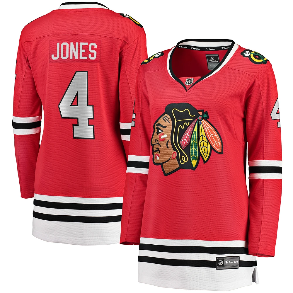 Maillot de joueur échappé à domicile Fanatics Seth Jones des Blackhawks Chicago rouge pour femmes