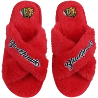 Chicago Blackhawks FOCO Women's Script Cross Slide Slippers