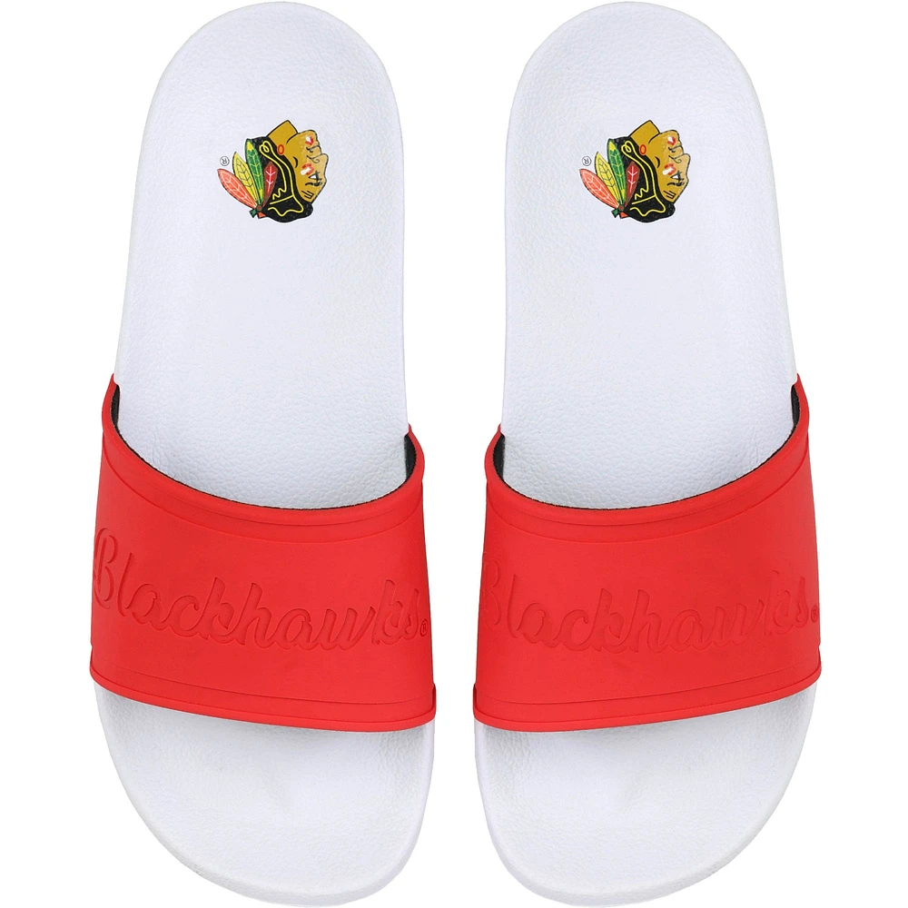 Women's FOCO Chicago Blackhawks Script Wordmark Slide Sandals