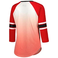 T-shirt rouge à col en V manches 3/4 G-III 4Her par Carl Banks pour femmes des Blackhawks de Chicago Lead Off Tri-Blend Raglan