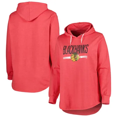 Chicago Blackhawks Women's Plus Fleece Pullover Hoodie - Heather Red